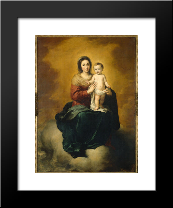 Madonna In The Clouds 20x24 Black Modern Wood Framed Art Print Poster by Murillo, Bartolome Esteban