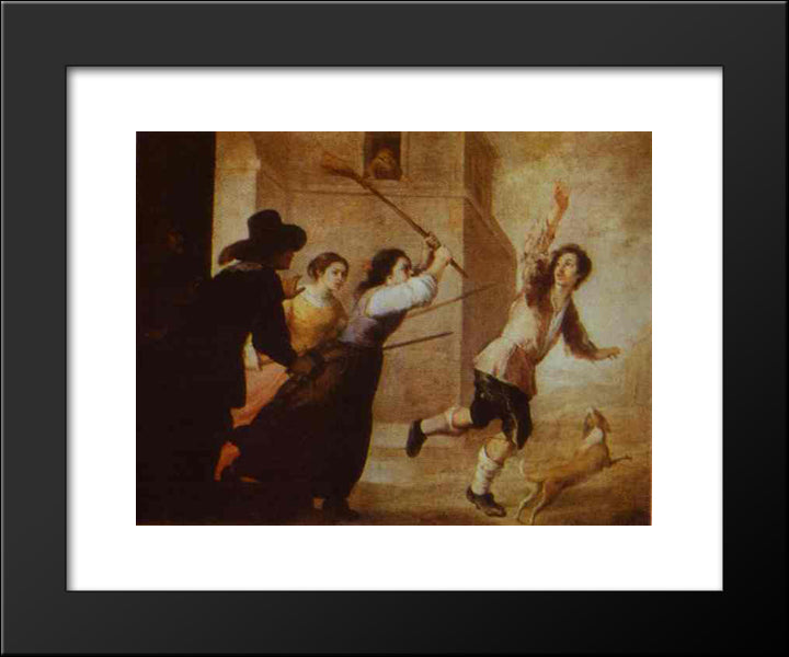 The Prodigal Son Driven Out 20x24 Black Modern Wood Framed Art Print Poster by Murillo, Bartolome Esteban