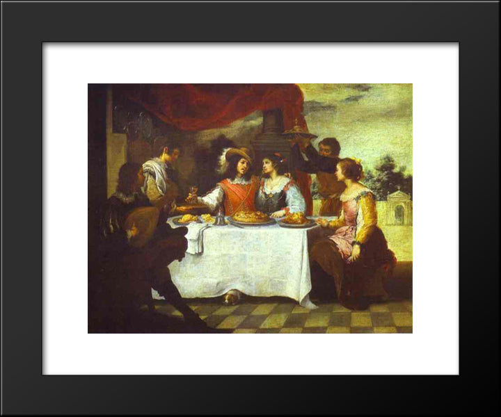 The Prodigal Son Feasting With Courtesans 20x24 Black Modern Wood Framed Art Print Poster by Murillo, Bartolome Esteban