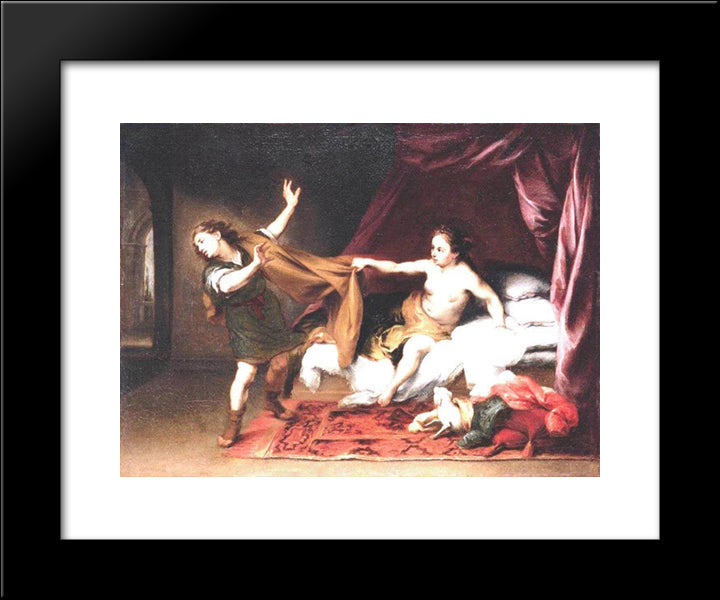 Joseph And Potiphar'S Wife 20x24 Black Modern Wood Framed Art Print Poster by Murillo, Bartolome Esteban