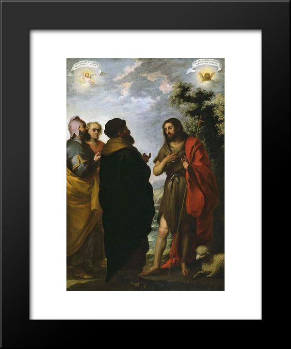 St. John The Baptist With The Scribes And Pharisees 20x24 Black Modern Wood Framed Art Print Poster by Murillo, Bartolome Esteban