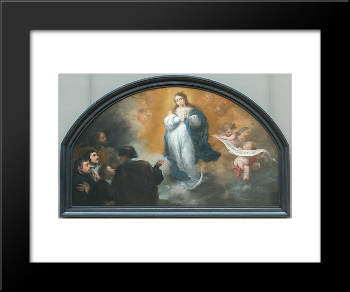 The Apparition Of The Immaculate Virgin To Six Characters 20x24 Black Modern Wood Framed Art Print Poster by Murillo, Bartolome Esteban