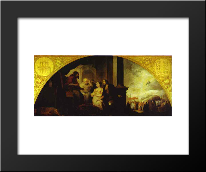 The Story Of The Foundation Of Santa Maria Maggiore In Rome: The Patrician Reveals His Dream To The Pope 20x24 Black Modern Wood Framed Art Print Poster by Murillo, Bartolome Esteban