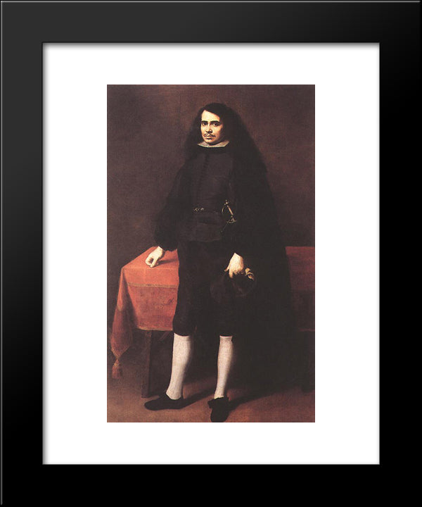 Portrait Of A Gentleman In A Ruff Collar 20x24 Black Modern Wood Framed Art Print Poster by Murillo, Bartolome Esteban