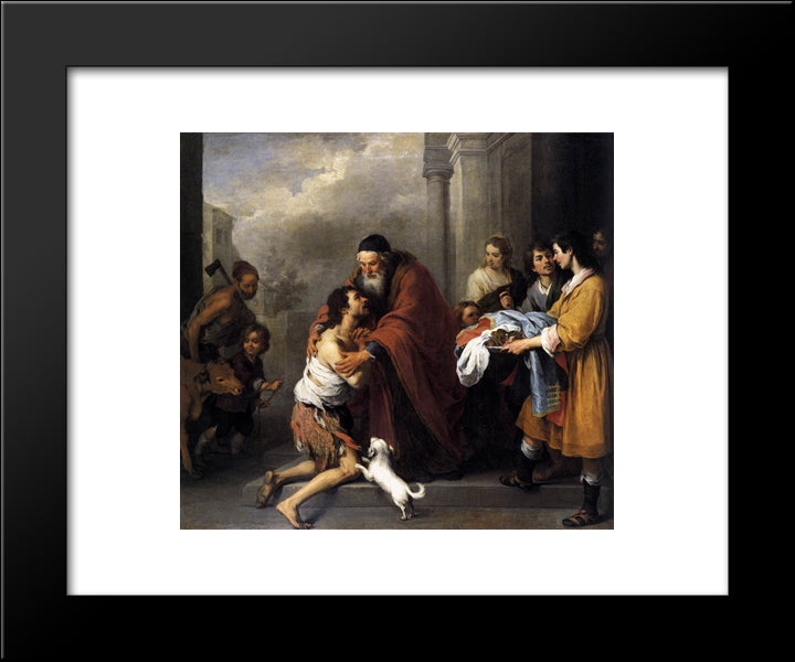 Return Of The Prodigal Son 20x24 Black Modern Wood Framed Art Print Poster by Murillo, Bartolome Esteban