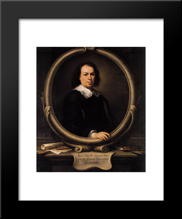 Self Portrait 20x24 Black Modern Wood Framed Art Print Poster by Murillo, Bartolome Esteban