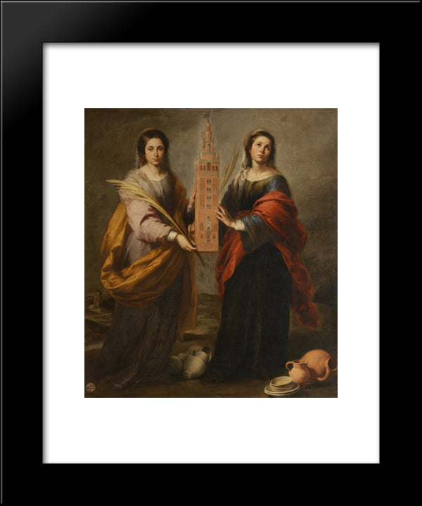 St. Justina And St. Rufina 20x24 Black Modern Wood Framed Art Print Poster by Murillo, Bartolome Esteban