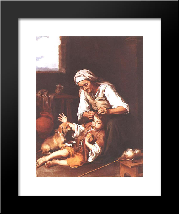 The Toilette 20x24 Black Modern Wood Framed Art Print Poster by Murillo, Bartolome Esteban
