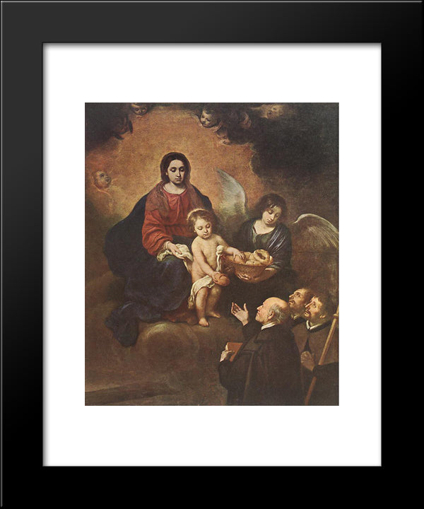 The Infant Jesus Distributing Bread To Pilgrims 20x24 Black Modern Wood Framed Art Print Poster by Murillo, Bartolome Esteban