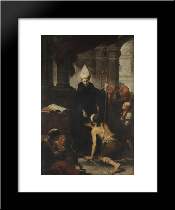 Thomas Of Villanova Giving Alms To The Poors 20x24 Black Modern Wood Framed Art Print Poster by Murillo, Bartolome Esteban