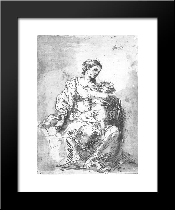 Virgin And Child 20x24 Black Modern Wood Framed Art Print Poster by Murillo, Bartolome Esteban