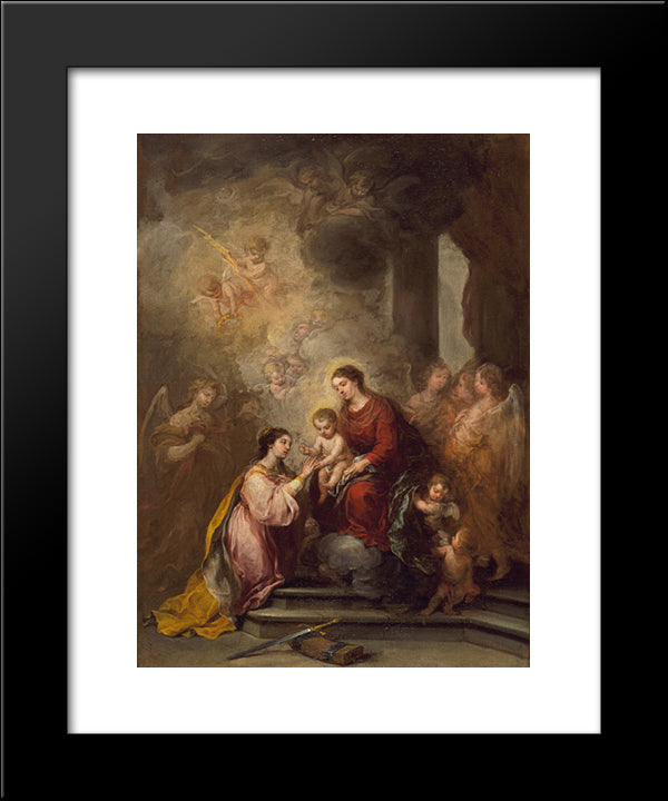 The Mystic Marriage Of Saint Catherine 20x24 Black Modern Wood Framed Art Print Poster by Murillo, Bartolome Esteban