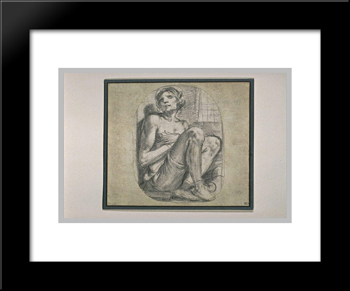 Man Sitting 20x24 Black Modern Wood Framed Art Print Poster by Murillo, Bartolome Esteban