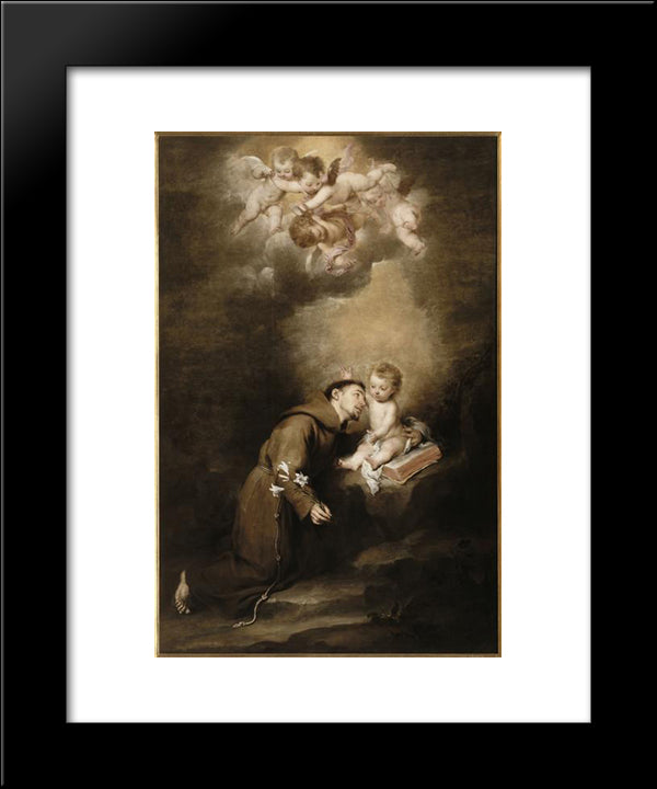 Saint Anthony Of Padua And The Infant Jesus 20x24 Black Modern Wood Framed Art Print Poster by Murillo, Bartolome Esteban