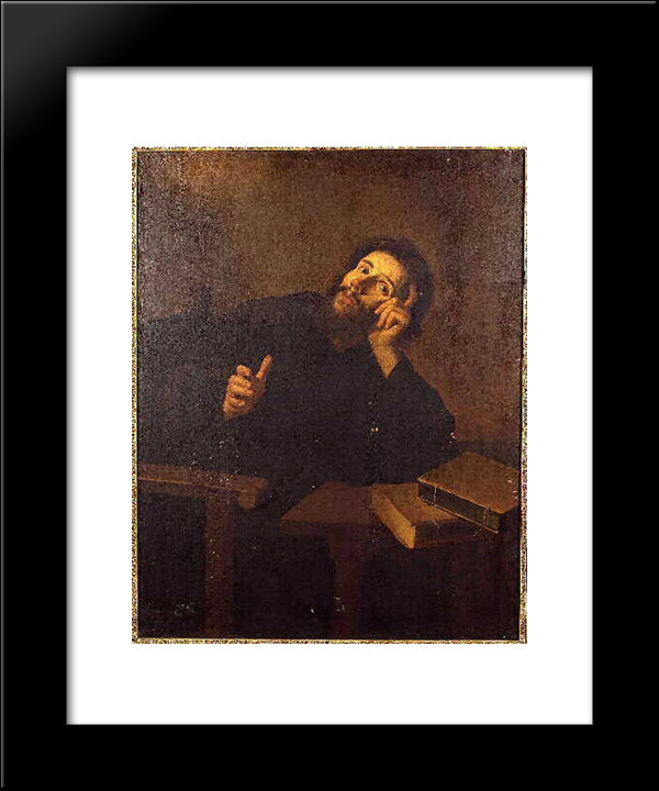Saint Augustine In Meditation 20x24 Black Modern Wood Framed Art Print Poster by Murillo, Bartolome Esteban