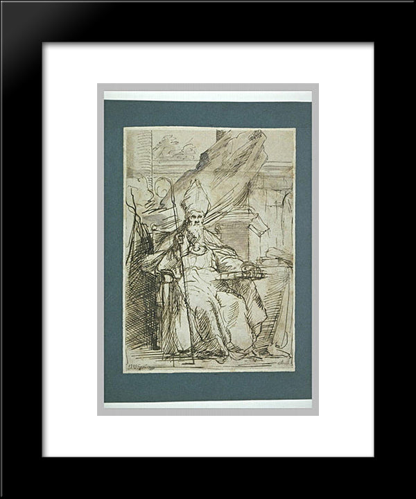 Saint Isidore 20x24 Black Modern Wood Framed Art Print Poster by Murillo, Bartolome Esteban