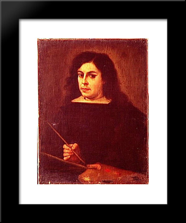 Selfportrait 20x24 Black Modern Wood Framed Art Print Poster by Murillo, Bartolome Esteban