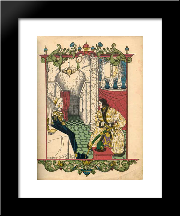 Illustration To 'Wooden Eagle' 20x24 Black Modern Wood Framed Art Print Poster by Narbut, Heorhiy