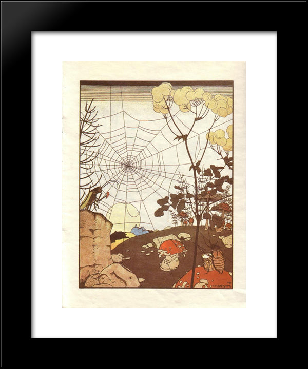 Illustration. 'Fairy Tales: Teremok. Mizgir'. 20x24 Black Modern Wood Framed Art Print Poster by Narbut, Heorhiy