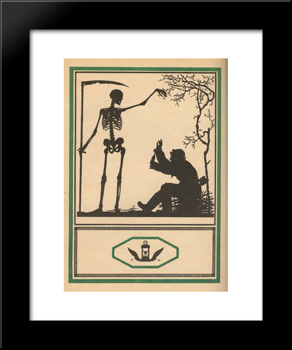 Illustration To 'Three Fables Of Krylov' 20x24 Black Modern Wood Framed Art Print Poster by Narbut, Heorhiy