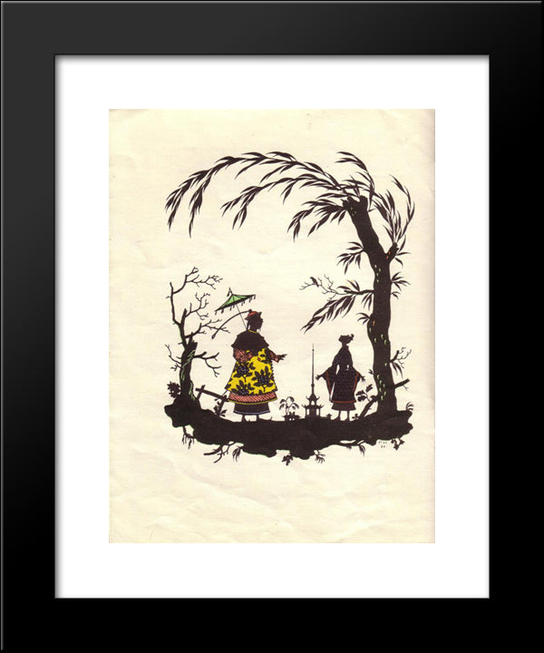 Illustration To 'Nightingale' By Hans Christian Andersen 20x24 Black Modern Wood Framed Art Print Poster by Narbut, Heorhiy