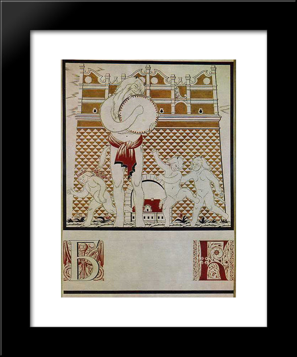 Sheet 'B' From The Album 'Ukrainian Alphabet' 20x24 Black Modern Wood Framed Art Print Poster by Narbut, Heorhiy