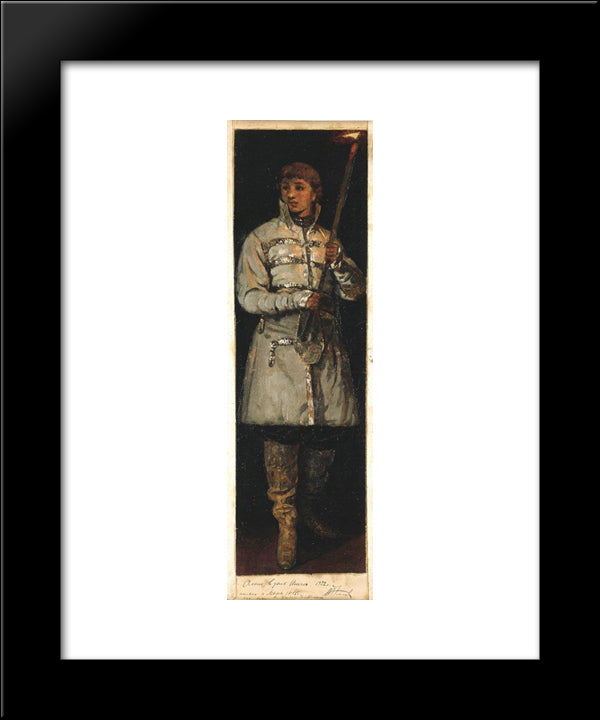 Young Man With Candle 20x24 Black Modern Wood Framed Art Print Poster by Nesterov, Mikhail