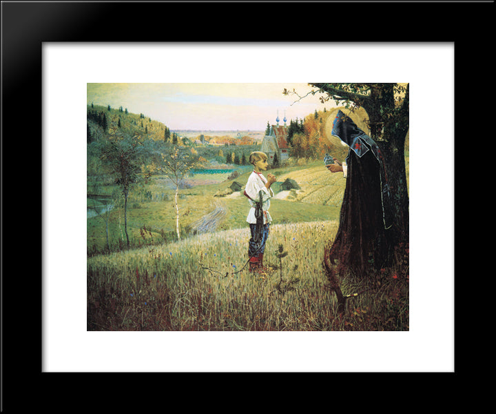 The Vision Of The Young Bartholomew 20x24 Black Modern Wood Framed Art Print Poster by Nesterov, Mikhail
