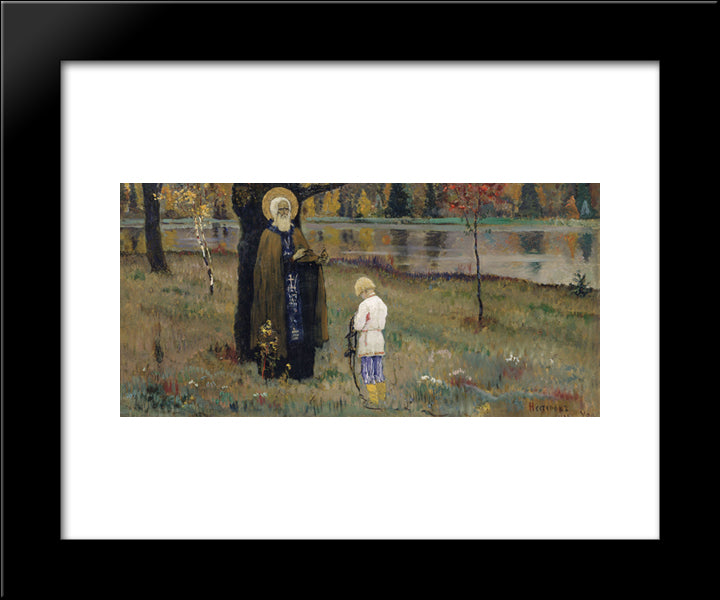 The Vision Of The Young Bartholomew 20x24 Black Modern Wood Framed Art Print Poster by Nesterov, Mikhail