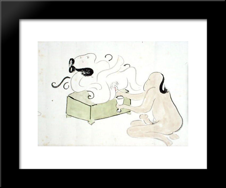 A Shunga 20x24 Black Modern Wood Framed Art Print Poster by no Taiga, Ike
