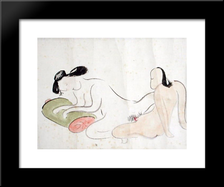 A Shunga 20x24 Black Modern Wood Framed Art Print Poster by no Taiga, Ike