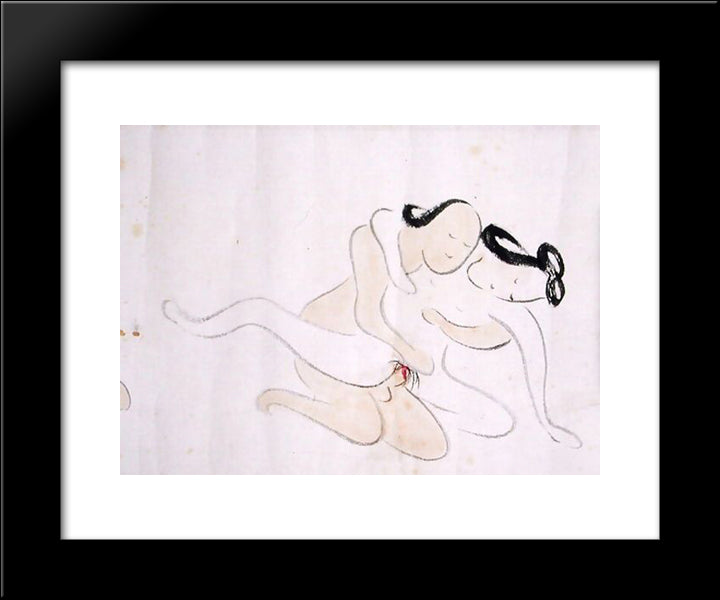 A Shunga 20x24 Black Modern Wood Framed Art Print Poster by no Taiga, Ike