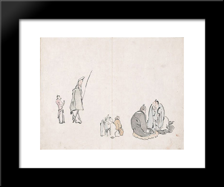 Untitled (Figures) 20x24 Black Modern Wood Framed Art Print Poster by no Taiga, Ike