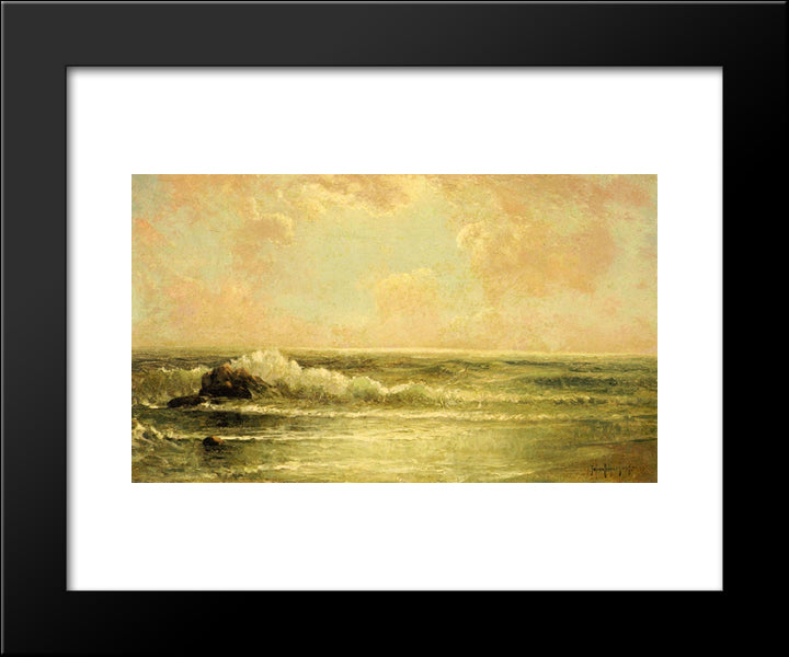 Seascape With Pines And Overhanging Clouds 20x24 Black Modern Wood Framed Art Print Poster by Onderdonk, Robert Julian