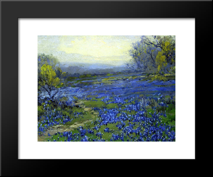 Morning In The Bluebonnets 20x24 Black Modern Wood Framed Art Print Poster by Onderdonk, Robert Julian