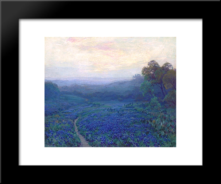 Path Through A Field Of Bluebonnets 20x24 Black Modern Wood Framed Art Print Poster by Onderdonk, Robert Julian