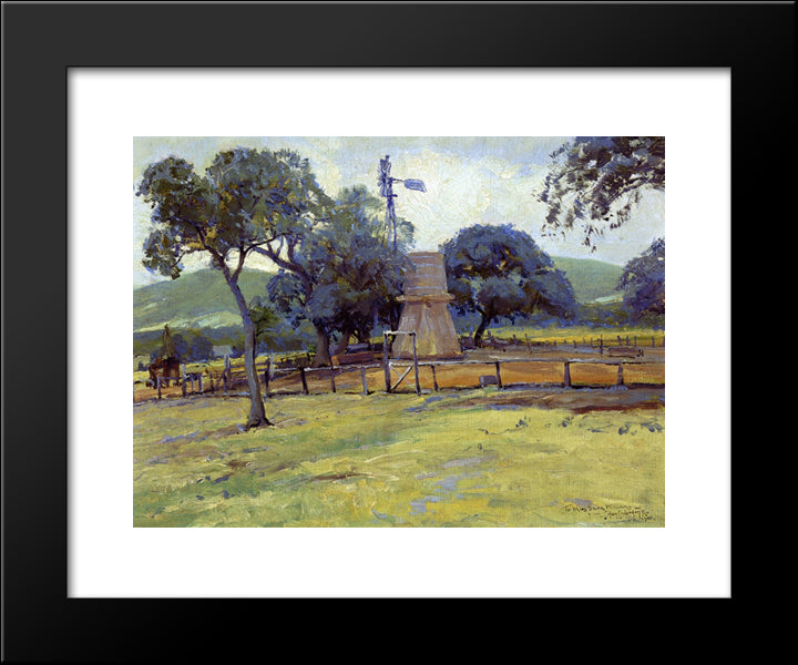 Windmill On Williams Ranch 20x24 Black Modern Wood Framed Art Print Poster by Onderdonk, Robert Julian