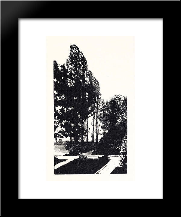 In The Park. Poplar Trees. 20x24 Black Modern Wood Framed Art Print Poster by Ostroumova Lebedeva, Anna