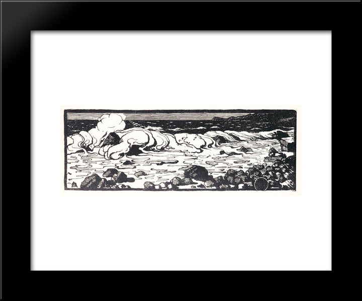 Sea. Stones. 20x24 Black Modern Wood Framed Art Print Poster by Ostroumova Lebedeva, Anna