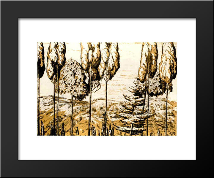 Fiesole, Italy 20x24 Black Modern Wood Framed Art Print Poster by Ostroumova Lebedeva, Anna