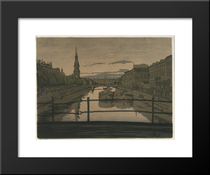Petersburg. Kryukov Canal. 20x24 Black Modern Wood Framed Art Print Poster by Ostroumova Lebedeva, Anna