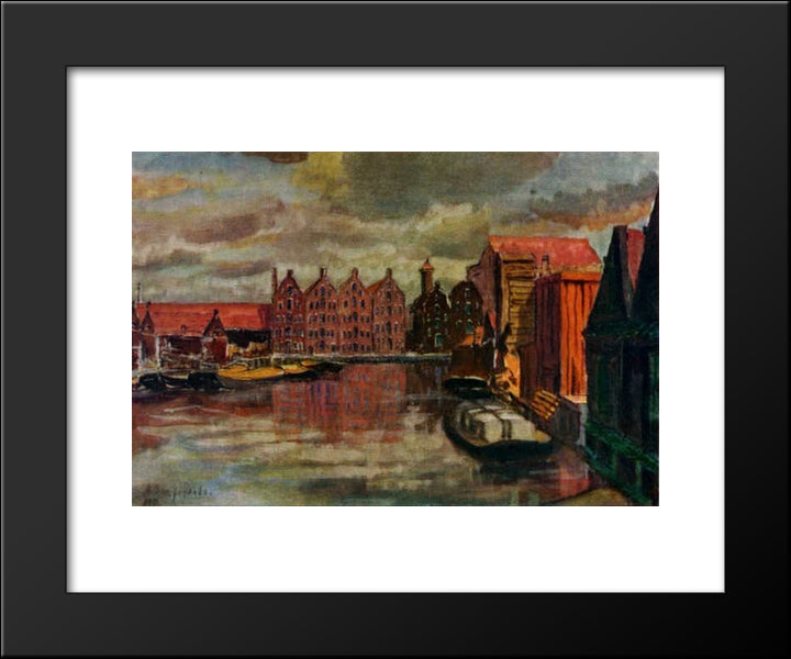 The Amsterdam Port 20x24 Black Modern Wood Framed Art Print Poster by Ostroumova Lebedeva, Anna