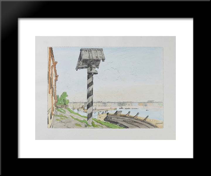 French Embankment 20x24 Black Modern Wood Framed Art Print Poster by Ostroumova Lebedeva, Anna