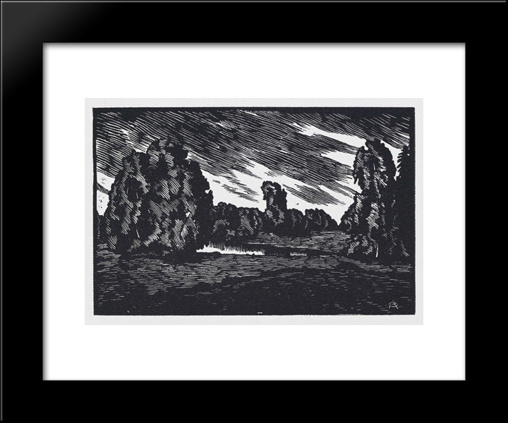 Evening 20x24 Black Modern Wood Framed Art Print Poster by Ostroumova Lebedeva, Anna
