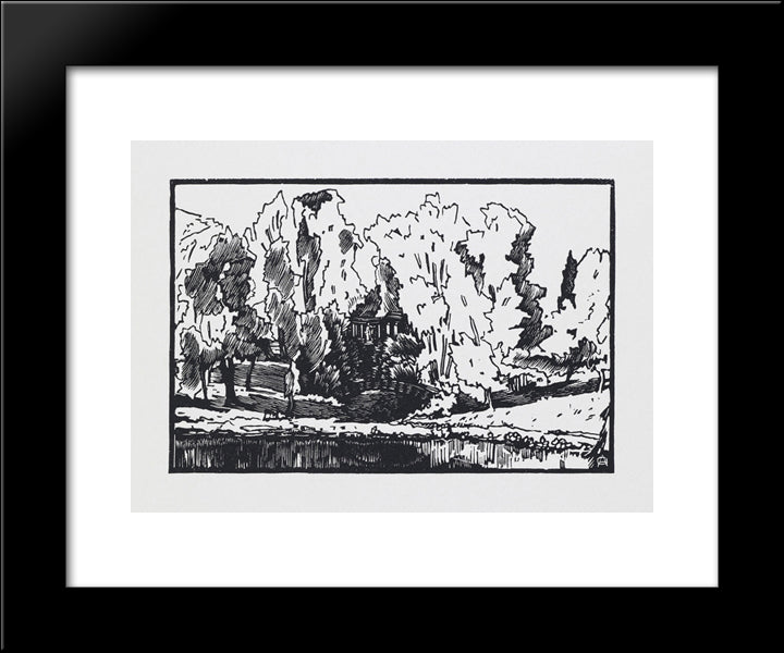 Trees Near The 'Apollo Colonnade' 20x24 Black Modern Wood Framed Art Print Poster by Ostroumova Lebedeva, Anna