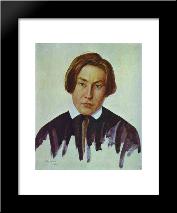 Portrait Of N. N. Evreinov 20x24 Black Modern Wood Framed Art Print Poster by Ostroumova Lebedeva, Anna