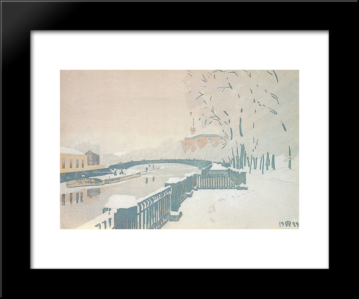 Leningrad. Summer Garden In Winter. 20x24 Black Modern Wood Framed Art Print Poster by Ostroumova Lebedeva, Anna