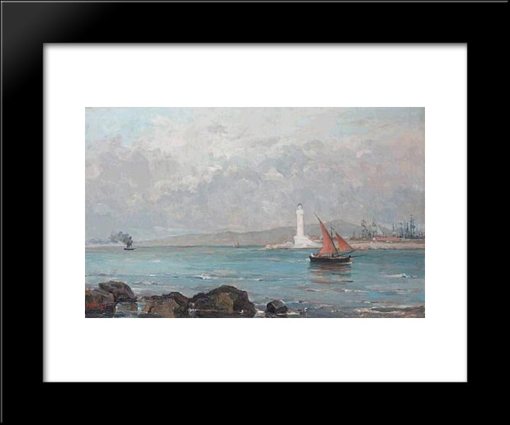 Lighthouse Of Marseille 20x24 Black Modern Wood Framed Art Print Poster by Pantazis, Pericles