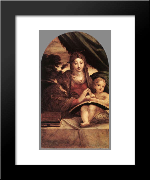 Madonna And Child 20x24 Black Modern Wood Framed Art Print Poster by Parmigianino