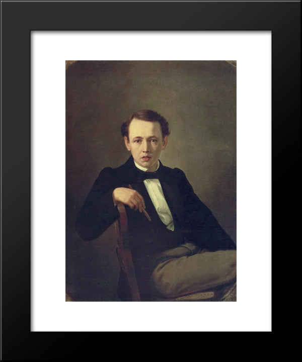 Self-Portrait 20x24 Black Modern Wood Framed Art Print Poster by Perov, Vasily